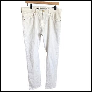 Buffalo David Bitton Jeans White Denim 34x32  Excellent Slim Straight Raw Hem